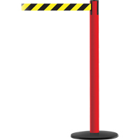 Montant pour syst&egrave;me Advance TensaBarrier, Acier, 36" h, Ruban Noir/Jaune, Longueur du ruban 7,5' St. Lawrence Industrial & Safety Supply