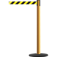 Montant pour syst&egrave;me Advance TensaBarrier, Acier, 36" h, Ruban Noir/Jaune, Longueur du ruban 7,5' St. Lawrence Industrial & Safety Supply