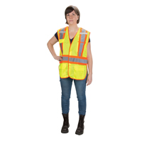 Veste d'arpenteur haute visibilit&eacute;, conforme &agrave; la CSA, Jaune lime haute visibilit&eacute;, Moyen, Polyester St. Lawrence Industrial & Safety Supply