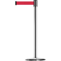Montant pour barri&egrave;re Slimline TensaBarrier, Acier, 38" h, Ruban Rouge, Longueur du ruban 7,5' St. Lawrence Industrial & Safety Supply