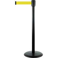 Montant pour barri&egrave;re Slimline TensaBarrier, Acier, 38" h, Ruban Jaune, Longueur du ruban 7,5' St. Lawrence Industrial & Safety Supply