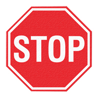 Panneau de signalisation au sol  Stop , Adh&eacute;sif, Anglais avec pictogramme St. Lawrence Industrial & Safety Supply