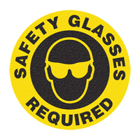 Panneau de signalisation au sol  Safety Glasses , Adh&eacute;sif, Anglais avec pictogramme St. Lawrence Industrial & Safety Supply