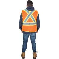 Veste d'arpenteur r&eacute;sistante aux flammes, Orange haute visibilit&eacute;, Moyen, Polyester St. Lawrence Industrial & Safety Supply