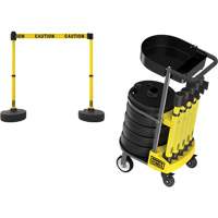 PLUS Barrier Post Cart Kit with Tray, 75' L, Metal, Yellow St. Lawrence Industrial & Safety Supply