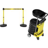 PLUS Barrier Post Cart Kit with Tray, 75' L, Metal, Yellow St. Lawrence Industrial & Safety Supply