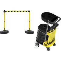 PLUS Barrier Post Cart Kit with Tray, 75' L, Metal, Yellow St. Lawrence Industrial & Safety Supply