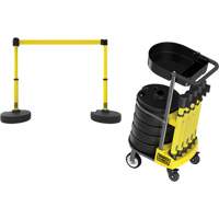 PLUS Barrier Post Cart Kit with Tray, 75' L, Metal, Yellow St. Lawrence Industrial & Safety Supply