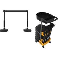PLUS Barrier Post Cart Kit with Tray, 75' L, Metal, Black St. Lawrence Industrial & Safety Supply