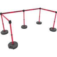 PLUS Barrier Post Set X5, Plastic, 42" H, Red Tape, 15' Tape Length St. Lawrence Industrial & Safety Supply