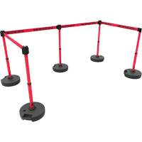 PLUS Barrier Post Set X5, Plastic, 42" H, Red Tape, 15' Tape Length St. Lawrence Industrial & Safety Supply