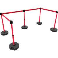 PLUS Barrier Post Set X5, Plastic, 42" H, Red Tape, 15' Tape Length St. Lawrence Industrial & Safety Supply