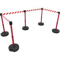 PLUS Barrier Post Set X5, Plastic, 42" H, Red Tape, 15' Tape Length St. Lawrence Industrial & Safety Supply