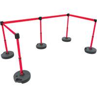 PLUS Barrier Post Set X5, Plastic, 42" H, Red Tape, 15' Tape Length St. Lawrence Industrial & Safety Supply