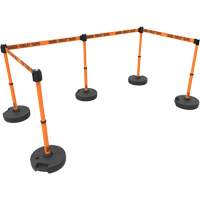 PLUS Barrier Post Set X5, Plastic, 42" H, Orange Tape, 15' Tape Length St. Lawrence Industrial & Safety Supply