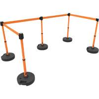 PLUS Barrier Post Set X5, Plastic, 42" H, Orange Tape, 15' Tape Length St. Lawrence Industrial & Safety Supply