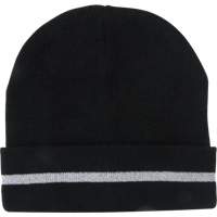 Bonnet en tricot avec bande r&eacute;fl&eacute;chissante argent&eacute;e, Taille unique, Noir St. Lawrence Industrial & Safety Supply