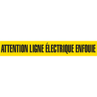 "Attention Ligne &eacute;lectrique Enfouie" Barricade Tape, French, 3" W x 1000' L, Black on Yellow St. Lawrence Industrial & Safety Supply