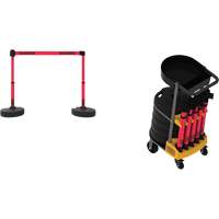Plus Portable Barrier System Cart Package with Tray, 75' L, Metal/Plastic, Red St. Lawrence Industrial & Safety Supply