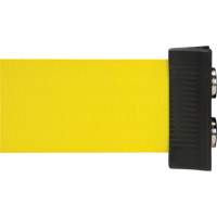 Barri&egrave;re &agrave; fixation murale avec ruban magn&eacute;tique, Acier, Fixation par vis, 7', Ruban Jaune St. Lawrence Industrial & Safety Supply