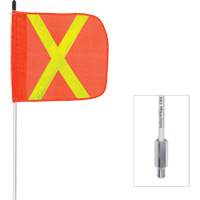 Fanion &agrave; tige en fibre de verre non aliment&eacute; Safety Whip, Fixation Filet&eacute;, Hauteur 6', Orange avec X r&eacute;fl&eacute;chissant St. Lawrence Industrial & Safety Supply