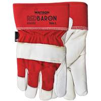 Gants d'ajusteur Red Baron, Grand, Paume en Cuir fleur de vache, Doublure en Tissu-laine St. Lawrence Industrial & Safety Supply
