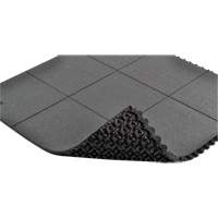 Cushion-Ease&reg; Interlocking Anti-Fatigue Mat, Pebbled, 3' x 3' x 3/4", Black, Natural Rubber St. Lawrence Industrial & Safety Supply