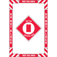 Trousse de marquage du sol ?Red Tag Holding Area? (zone de stockage des &eacute;tiquettes rouges), Adh&eacute;sif, Anglais avec pictogramme St. Lawrence Industrial & Safety Supply
