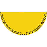 Signalisation au sol ?Caution? (attention) pour porte battante en demi-cercle, Adh&eacute;sif, Anglais avec pictogramme St. Lawrence Industrial & Safety Supply