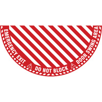 Signalisation au sol ?Emergency Exit? (sortie de secours) pour porte battante en demi-cercle, Adh&eacute;sif, Anglais avec pictogramme St. Lawrence Industrial & Safety Supply
