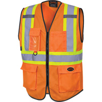 6958 Zipper Front Safety Vest, High Visibility Orange, Small, Polyester St. Lawrence Industrial & Safety Supply
