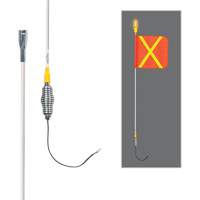 Tiges de s&eacute;curit&eacute; tout-temps de s&eacute;rie lourde avec lumi&egrave;re DEL constante Safety Whip, Fixation Ressort, Hauteur 3', Orange avec X r&eacute;fl&eacute;chissant St. Lawrence Industrial & Safety Supply