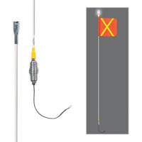 Tiges de s&eacute;curit&eacute; tout-temps de s&eacute;rie lourde avec lumi&egrave;re DEL constante Safety Whip, Fixation Ressort, Hauteur 5', Orange avec X r&eacute;fl&eacute;chissant St. Lawrence Industrial & Safety Supply
