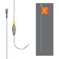 Tiges de s&eacute;curit&eacute; tout-temps de s&eacute;rie lourde avec lumi&egrave;re DEL constante Safety Whip, Fixation Ressort, Hauteur 12', Orange avec X r&eacute;fl&eacute;chissant St. Lawrence Industrial & Safety Supply