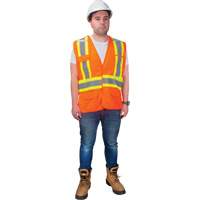 Veste d'arpenteur haute visibilit&eacute; conforme &agrave; la CSA, Orange haute visibilit&eacute;, Moyen, Polyester St. Lawrence Industrial & Safety Supply