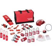 Trousse de cadenassage avec cadenas en thermoplastique de qualit&eacute; sup&eacute;rieure Zenex, Ensemble &eacute;lectrique/Vanne, 34 composants compris St. Lawrence Industrial & Safety Supply