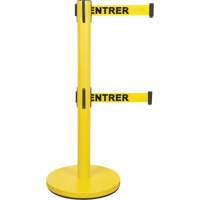Barri&egrave;re pour le contr&ocirc;le des foules &agrave; courroie double, Acier, 35" h, Ruban Jaune, Longueur du ruban 7' St. Lawrence Industrial & Safety Supply