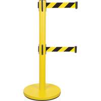 Barri&egrave;re pour le contr&ocirc;le des foules &agrave; courroie double, Acier, 35" h, Ruban Noir/Jaune, Longueur du ruban 7' St. Lawrence Industrial & Safety Supply