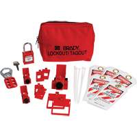 Trousse de cadenassage et d&eacute;tiquetage &eacute;lectrique avec cadenas de s&eacute;curit&eacute; en nylon dans une pochette, Type Disjoncteur St. Lawrence Industrial & Safety Supply