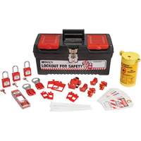Trousse de cadenassage et d&eacute;tiquetage &eacute;lectrique avec cadenas de s&eacute;curit&eacute; en nylon dans une boîte &agrave; outils, Ensemble &eacute;lectrique, 33 composants compris St. Lawrence Industrial & Safety Supply