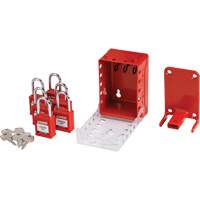 Boîte de cadenassage de groupe ultra compacte avec cadenas de s&eacute;curit&eacute; en nylon, Rouge St. Lawrence Industrial & Safety Supply