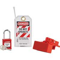 Dispositif de cadenassage pour connecteurs dalimentation de chariot &eacute;l&eacute;vateur BatteryBlock avec cadenas de s&eacute;curit&eacute; en nylon, Ensemble &eacute;lectrique, 3 composants compris St. Lawrence Industrial & Safety Supply
