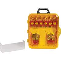 Station de cadenassage avec cadenas de s&eacute;curit&eacute; en nylon &agrave; cl&eacute; utilisant des cl&eacute;s identiques, Cadenas Plastique, Capacit&eacute; de 12, Cadenas Compris St. Lawrence Industrial & Safety Supply