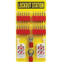 Tableau de cadenassage et &eacute;tiquetage avec cadenas de s&eacute;curit&eacute; en nylon utilisant des cl&eacute;s diff&eacute;rentes, Cadenas Plastique, Capacit&eacute; de 24, Cadenas Compris St. Lawrence Industrial & Safety Supply