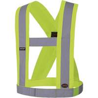 5492 4" Wide Adjustable Safety Sash, Meets/Exceeds CSA Z96 Class 2 - Level 2, High Visibility Lime-Yellow, Silver Reflective Colour, One Size St. Lawrence Industrial & Safety Supply
