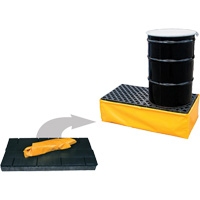 Ultra-Spill Pallet flexible, 2 barils, Capacit&eacute; de d&eacute;versement 66 gal. US, 48" x 24" x 14" St. Lawrence Industrial & Safety Supply
