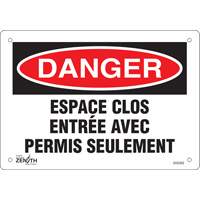 "Espace clos" Sign, 7" x 10", Plastic, French St. Lawrence Industrial & Safety Supply