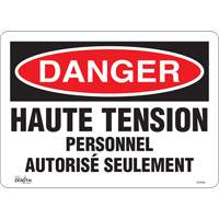 "Haute tension" Sign, 10" x 14", Vinyl, French St. Lawrence Industrial & Safety Supply