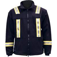 Flame Resistant Striped Full Zip Fleece Jacket, Small, Navy Blue St. Lawrence Industrial & Safety Supply