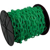 Chaîne de s&eacute;curit&eacute; en plastique robuste, Vert, Maillon de 2", 100' de long St. Lawrence Industrial & Safety Supply